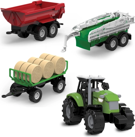 Tractor FARM SERVICE con tres remolques con luces y sonidos
