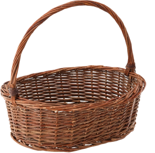 Cesta de mimbre con asa marrón 49 × 38 × 16/42 cm