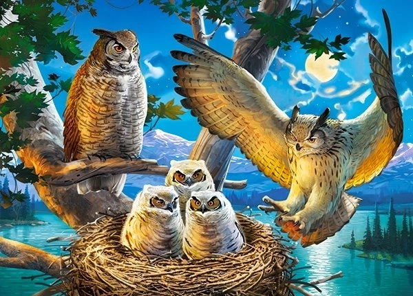 Puzzle de 180 piezas – Familia de búhos