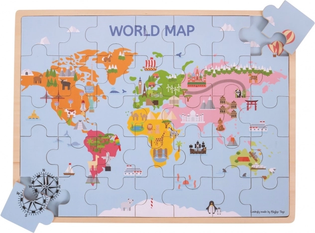 Bigjigs Toys rompecabezas de madera Mapa del mundo