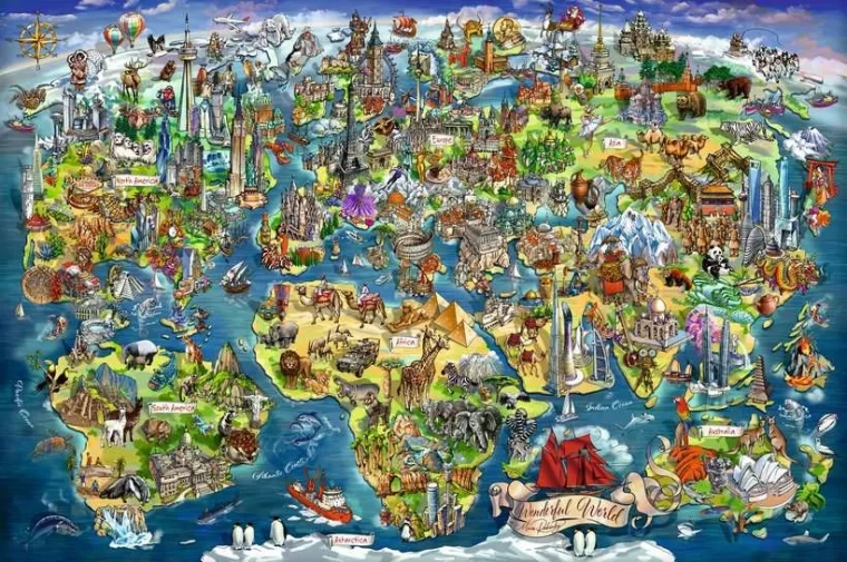 Puzzle RAVENSBURGER mundo en el mapa 5000 piezas