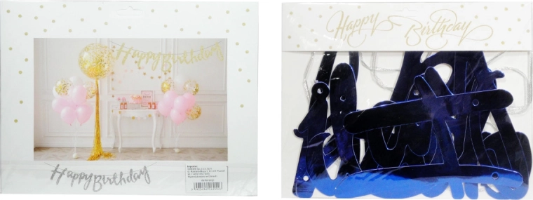 Guirnalda de papel Happy Birthday – transparente, de una sola cara
