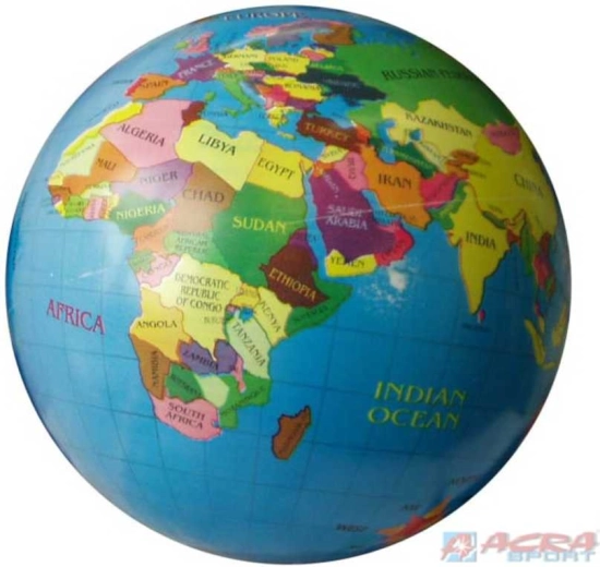 Balón de goma ACRA globo terráqueo 23 cm - 1 pieza