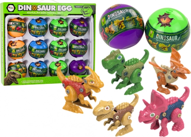 Set de huevos de dinosaurio para atornillar, 12 uds., multicolor
