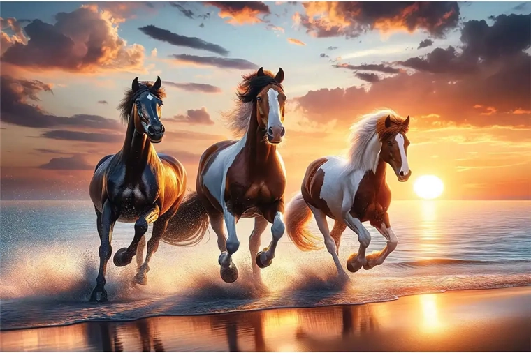 WOODEN CITY puzzle de madera Caballos salvajes en la playa 4000 piezas