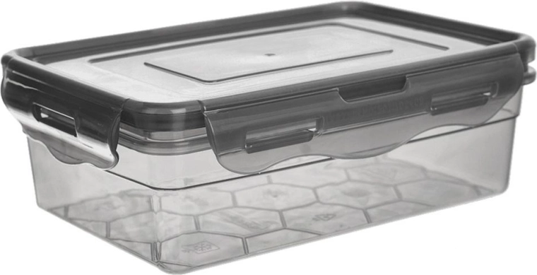 Recipiente de plástico para alimentos con tapa y junta de silicona, gris, 850 ml