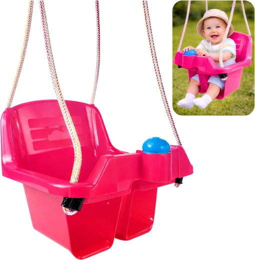 Columpio rosa para bebé con asiento tipo cubo