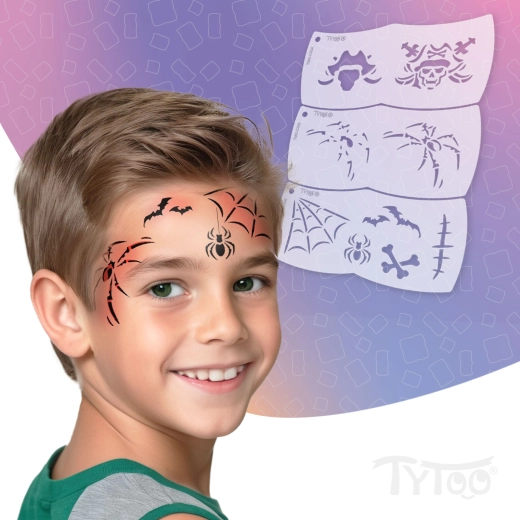 TyToo Mosaic plantillas para pintar la cara: pirata y araña – 3 unidades