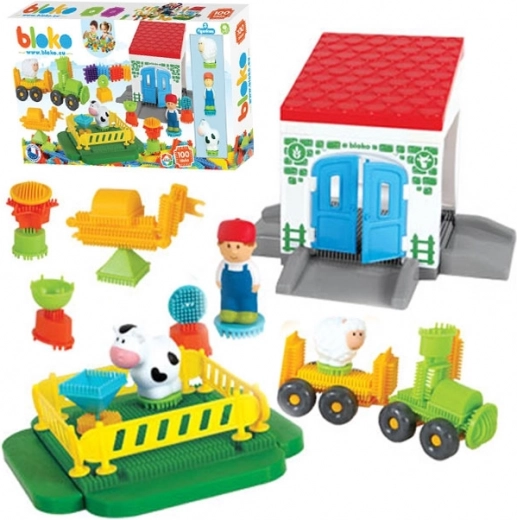 Mochtoys Bloques Pin Bricks Granja en caja 100 uds + 3 figuras