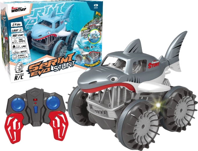 Coche acrobático anfibio R/C tiburón 4WD 2,4 GHz