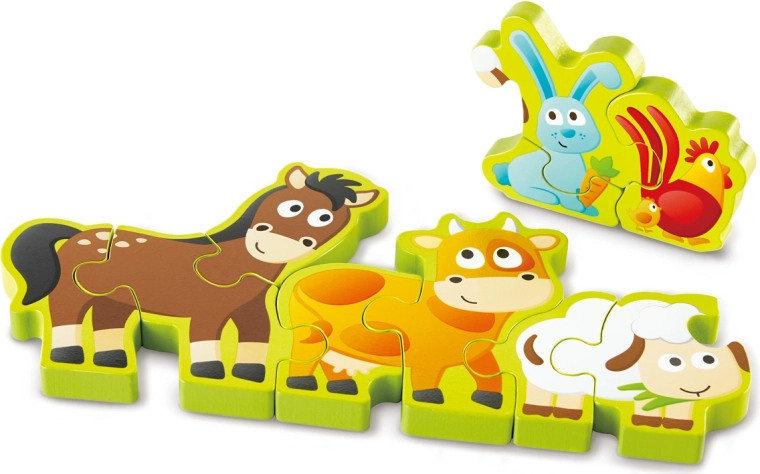 Puzle de madera de animales y números