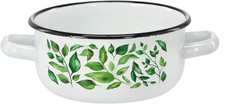 Cazo esmaltado con dos asas 1,5 l, 16 cm, blanco Fikus