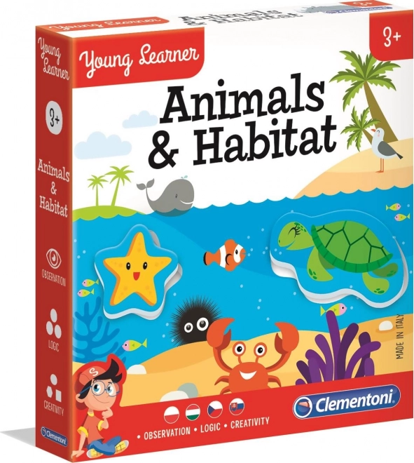 Clementoni Young Learner: animales y sus hábitats puzzle 6×3 piezas