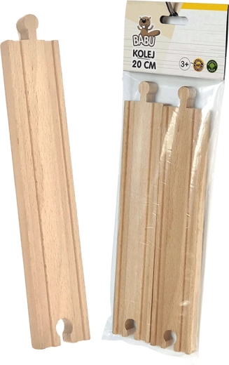 BABU vías rectas de madera 20 cm, 2 uds.