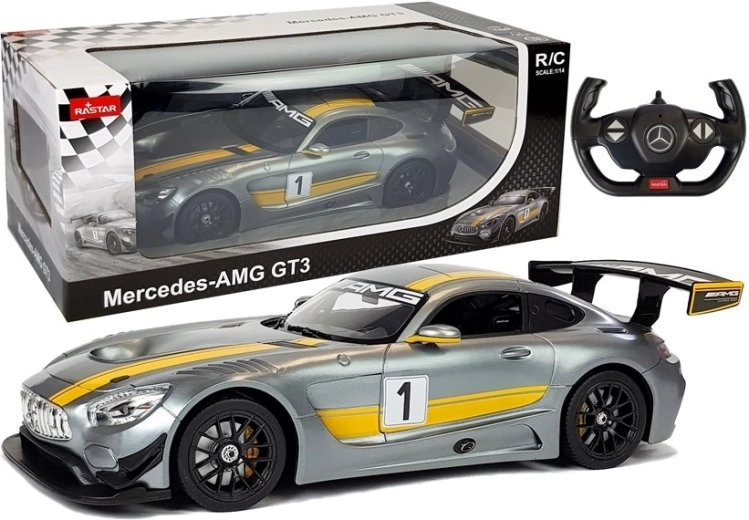 Coche R/C Mercedes-AMG GT3 Rastar 1:14 gris con control remoto