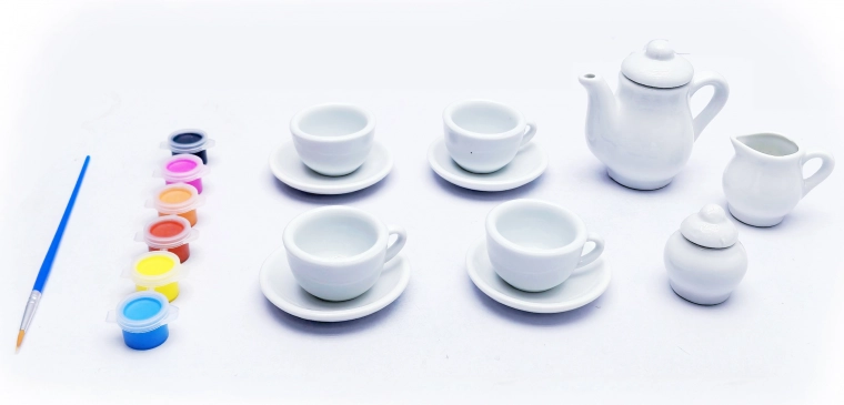 Set creativo para pintar una vajilla de té