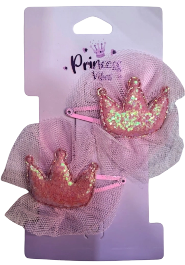 PINK horquillas para el pelo corona brillante, 2 uds