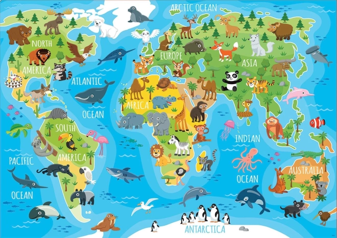 Educa puzzle mapa con animales del mundo 150 piezas