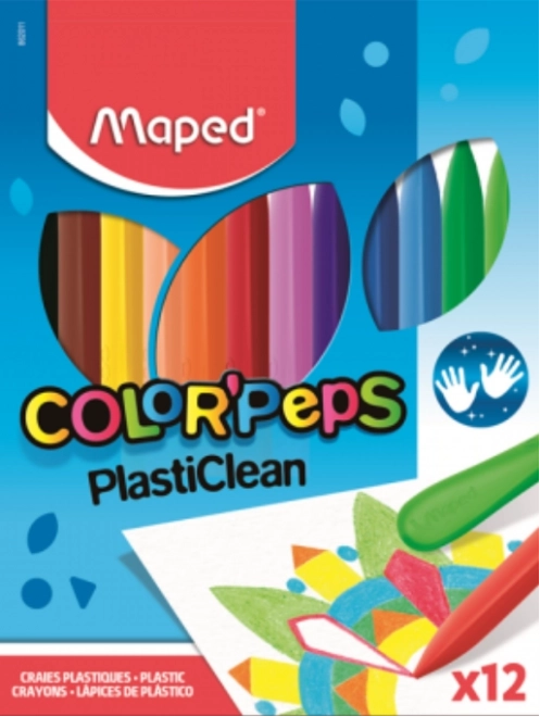 Lápices de colores de plástico triangulares MAPED Color'Peps PlastiClean, 12 uds.