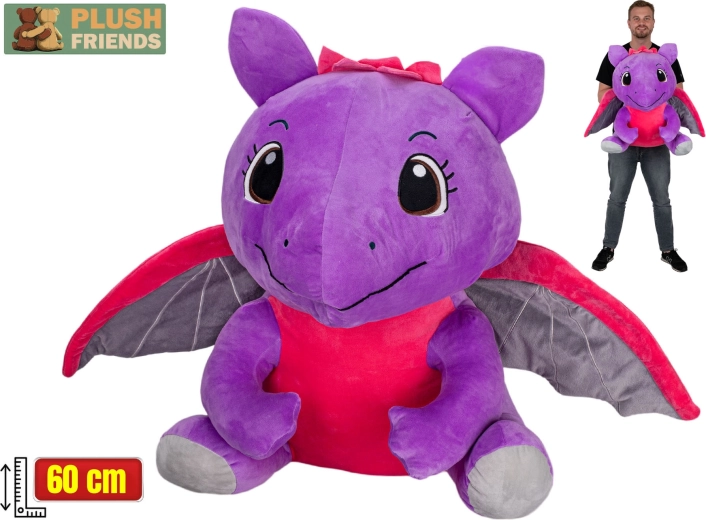 Plush Friends dragón de peluche morado 60 cm, sentado