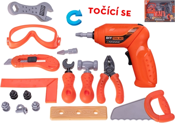 Set de herramientas infantil con taladro a pilas de 17 cm, 16 piezas