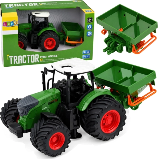 Tractor agrícola con sembradora 1:24 con ruedas de goma