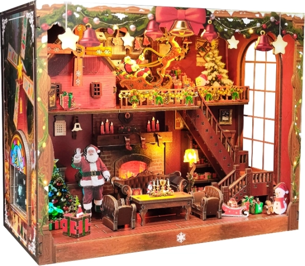 Casa en miniatura Feliz Navidad – kit DIY con iluminación LED