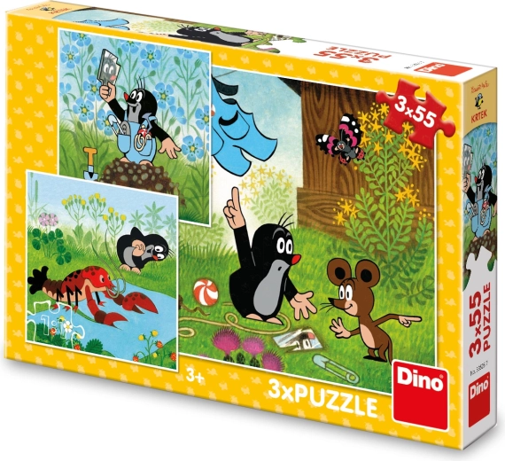 Puzzle Dino El Topo y los pantaloncitos azules 3×55 piezas