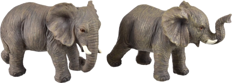 Figura decorativa de elefante de poliresina gris 15 cm