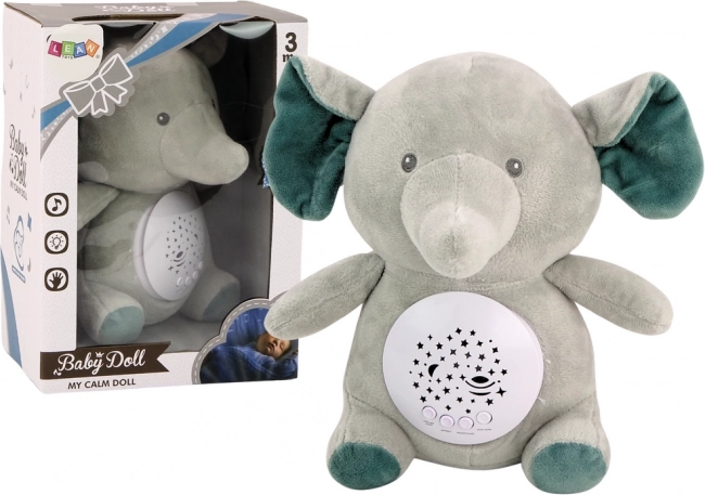 Osito para dormir Elefantito con proyección de estrellas y melodías - gris