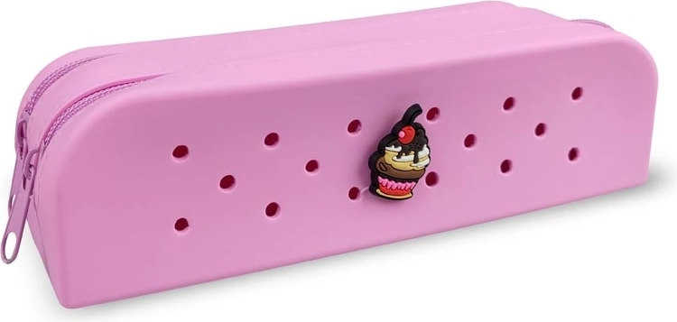 Gifty estuche doble de silicona rosa con pin decorativo