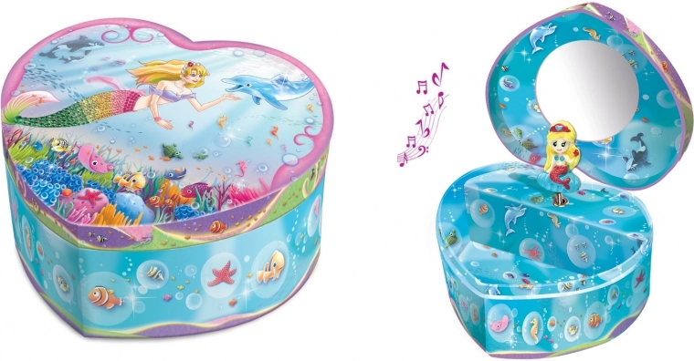 Joyero en forma de corazón con hada de Pecoware con caja de música