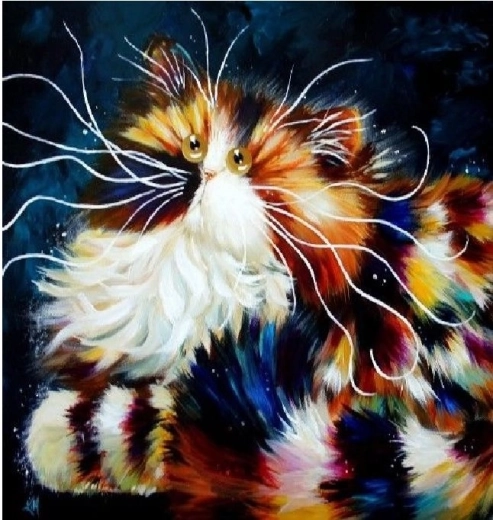 Pintura de diamantes Gata esponjosa 30 × 40 cm