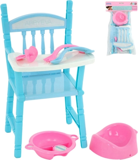 Trona para muñeca con set de accesorios (orinal, chupete, vajilla)