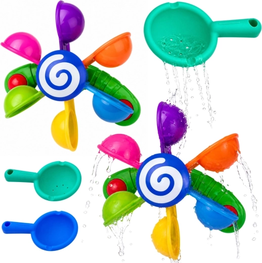 Molino de agua para la bañera con ventosas y dos cucharones