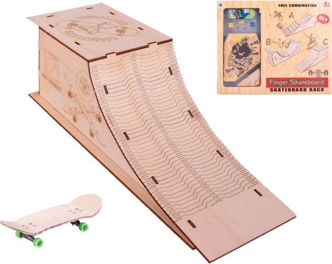 skateboard de 10 cm con rampa de madera – set de mini fingerboard metálico