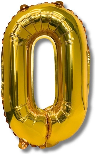 Globo de foil número 0, dorado 40 cm