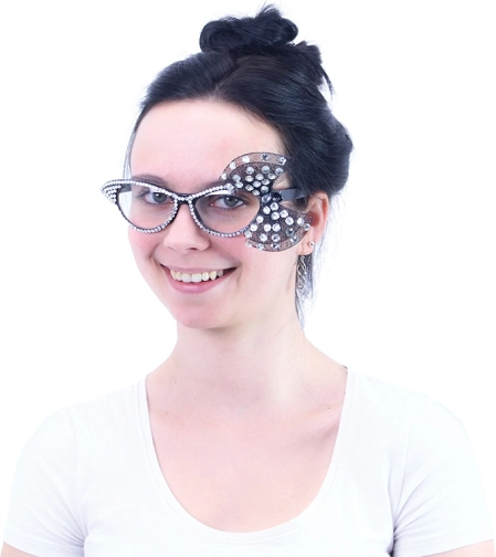Gafas de carnaval con lazo y pedrería – negras