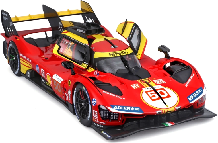 Modelo metálico Bburago 1:18 Ferrari 499P n.º 50 – vencedor 24H Le Mans 2024