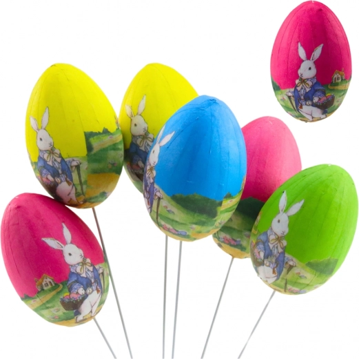 Huevos de Pascua en alambre con conejito - set de 6 uds.