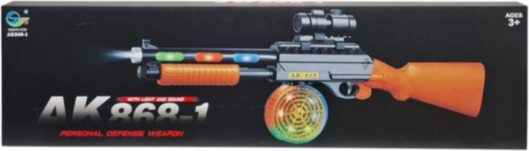 Juguete infantil con forma de subfusil, luces y sonidos