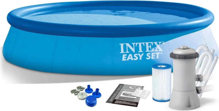 Piscina de jardín autoportante 366 × 76 cm 3 en 1 INTEX
