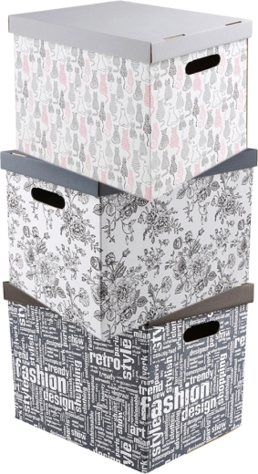 Caja decorativa de almacenamiento de cartón con tapa 47 × 31 × 32 cm