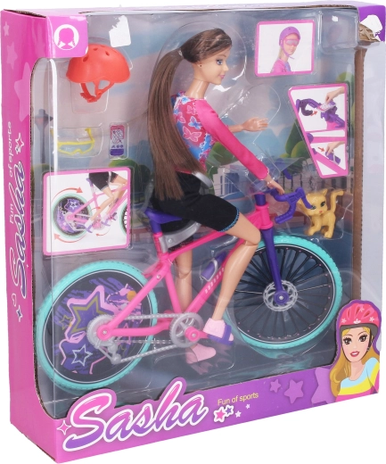 Muñeca en bicicleta de 26 cm