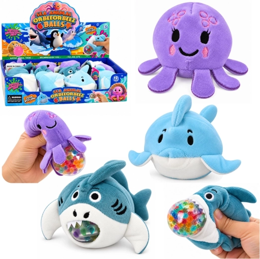 Animal marino de peluche antiestrés con bolitas de agua de 6 cm - 1 unidad