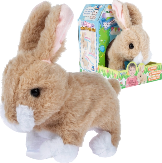 Conejito de peluche beige a pilas
