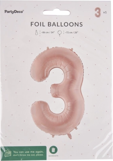 Globo de foil número 3 beige 72 cm