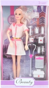 Muñeca doctora con brazos articulados y accesorios 29 cm