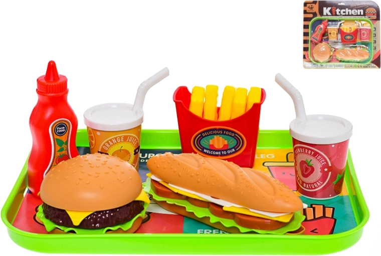 Set de comida rápida de alimentos y bebidas para niños