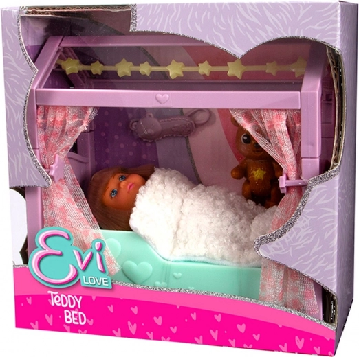 Muñeca Evi Love con camita y estrellitas luminosas